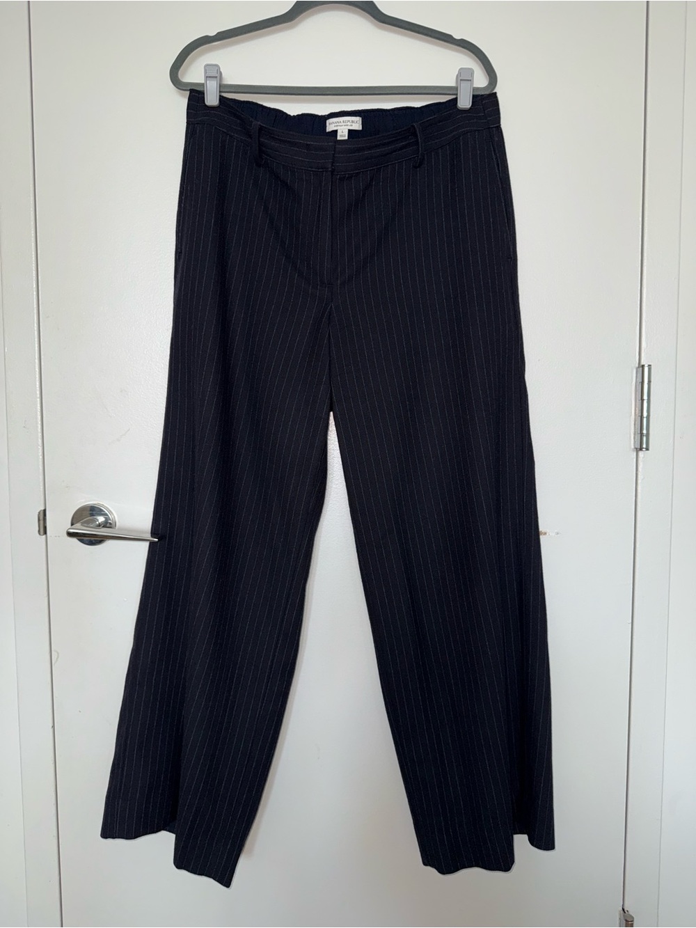 Banana Republic Navy Pinstripe Wide-Leg Pants